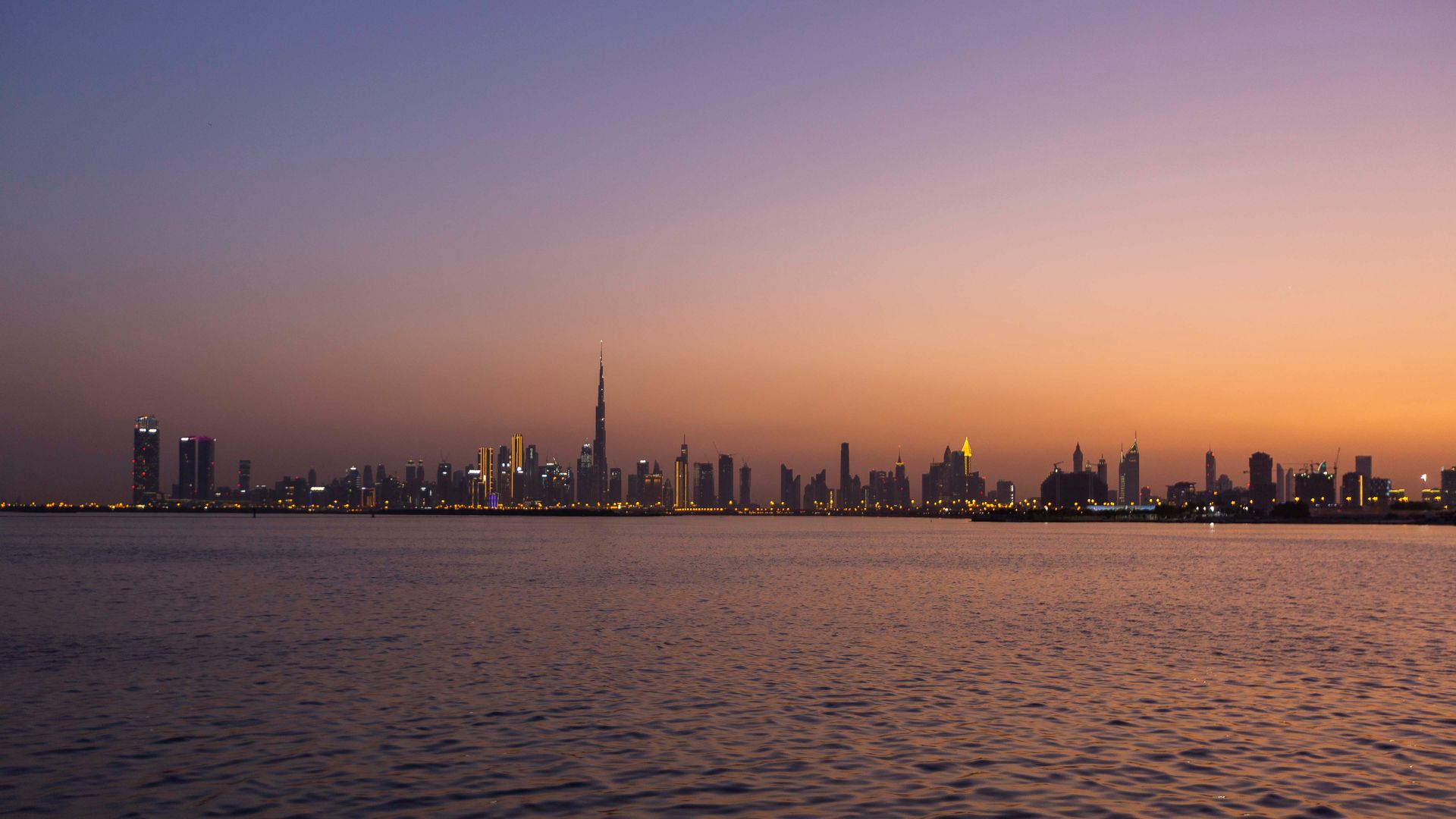 Dubai skyline at sunset